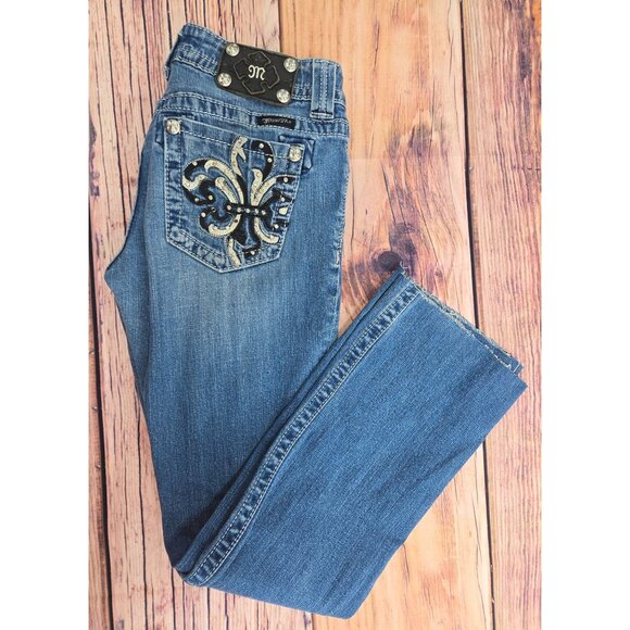 Miss Me Womens Embellished Bootcut Raw Hem Jeans 29x30 - Picture 9 of 11